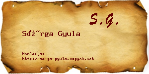 Sárga Gyula névjegykártya